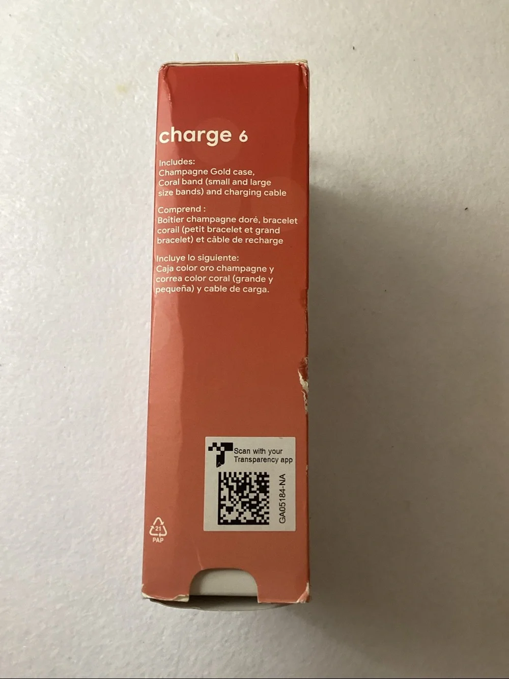 Fitbit Unisex Orange Charge 6 Silicone Fitness Tracker Watch 36mm